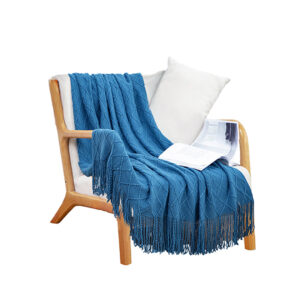 SOGA Blue Diamond Pattern Knitted Throw Blanket Warm Cozy Woven Cover Couch Bed Sofa Home Decor with Tassels, Home, Bed Linen, Throws And Blankets, Blankets, ,  - NZ DEPOT 1