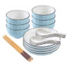SOGA Blue Japanese Style Ceramic Dinnerware Crockery Soup Bowl Plate Server Kitchen Home Decor Set of 10, Kitchenware>Table Top>Dinnerware>Bowl, , , , ,  - NZ DEPOT 1