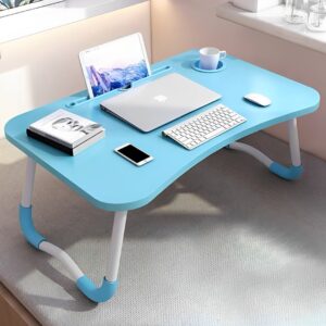 SOGA Blue Portable Bed Table Adjustable Foldable Bed Sofa Study Table Laptop Mini Desk with Notebook Stand Cup Slot Home Decor, Desks & Computer Tables, , , , ,  - NZ DEPOT 2