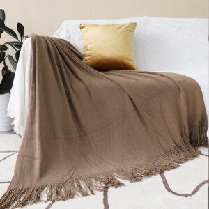 SOGA Coffee Acrylic Knitted Throw Blanket Solid Fringed Warm Cozy Woven Cover Couch Bed Sofa Home Decor, Home, Bed Linen, Throws And Blankets, Blankets, ,  - NZ DEPOT 2