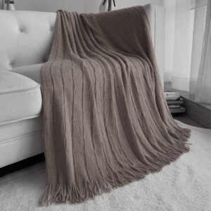 SOGA Coffee Textured Knitted Throw Blanket Warm Cozy Woven Cover Couch Bed Sofa Home Decor with Tassels, Home, Bed Linen, Throws And Blankets, Blankets, ,  - NZ DEPOT 2