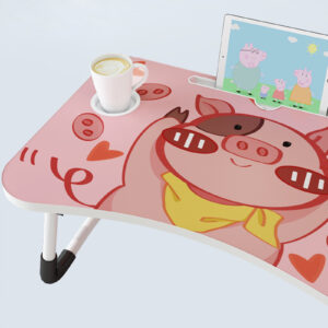 SOGA Cute Pig Design Portable Bed Table Adjustable Foldable Bed Sofa Study Table Laptop Mini Desk with Drawer and Cup Slot Home Decor, Desks & Computer Tables, , , , ,  - NZ DEPOT 2