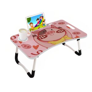 SOGA Cute Pig Design Portable Bed Table Adjustable Foldable Bed Sofa Study Table Laptop Mini Desk with Drawer and Cup Slot Home Decor, Desks & Computer Tables, , , , ,  - NZ DEPOT 1