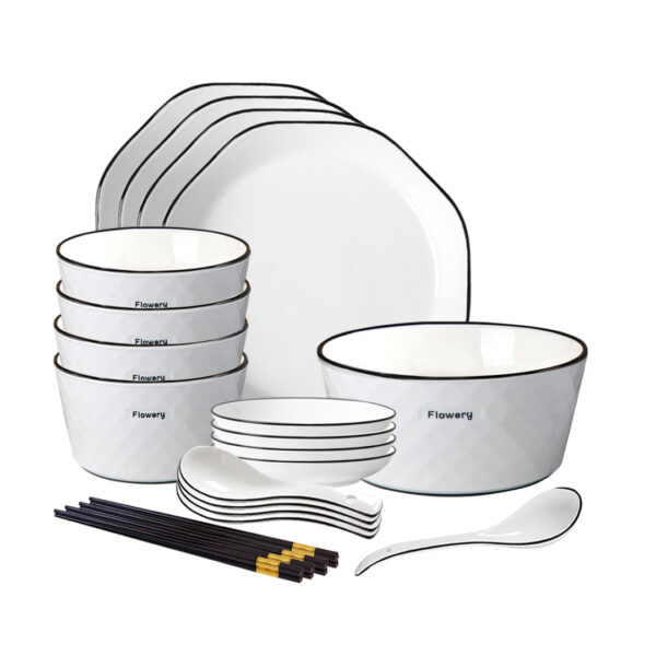 SOGA Diamond Pattern Ceramic Dinnerware Crockery Soup Bowl Plate Server Kitchen Home Decor Set of 13, Kitchenware, Table Top, Dinnerware, Bowl, ,  - NZ DEPOT 1