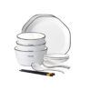 SOGA Diamond Pattern Ceramic Dinnerware Crockery Soup Bowl Plate Server Kitchen Home Decor Set of 8, Kitchenware>Table Top>Dinnerware>Bowl, , , , ,  - NZ DEPOT 1