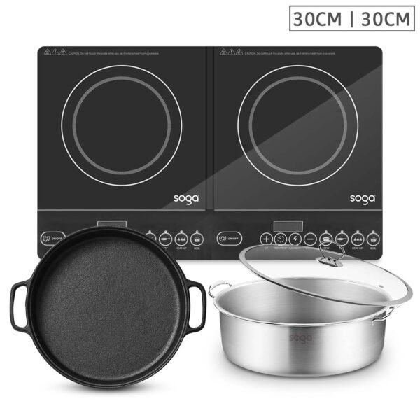 Soga Dual Burners Cooktop Stove, 30Cm Cast Iron Frying Pan Skillet And 30Cm Induction Casserole, Home &Amp; Living, Kitchen &Amp; Dining, Cookware, Induction Cookware, ,  - Nz Depot 1