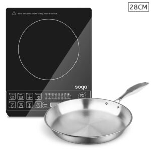 SOGA Electric Smart Induction Cooktop and 28cm Stainless Steel Fry Pan Cooking Frying Pan, Home & Living, Kitchen & Dining, Cookware, Induction Cookware, ,  - NZ DEPOT 1