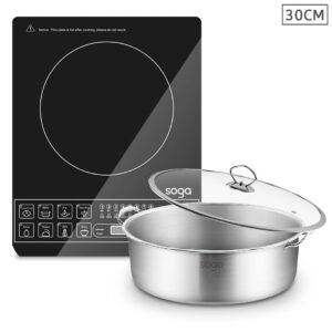 SOGA Electric Smart Induction Cooktop and 30cm Stainless Steel Induction Casserole Cookware, Home & Living, Kitchen & Dining, Cookware, Induction Cookware, ,  - NZ DEPOT 1