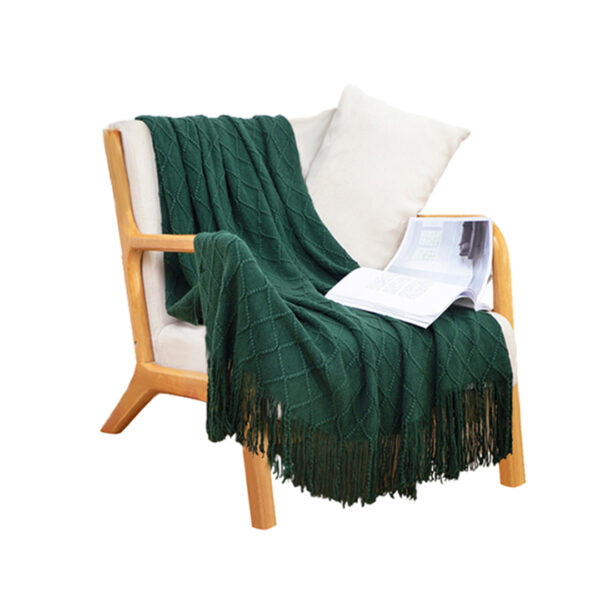 SOGA Green Diamond Pattern Knitted Throw Blanket Warm Cozy Woven Cover Couch Bed Sofa Home Decor with Tassels, Home>Bed Linen>Throws And Blankets>Blankets, , , , ,  - NZ DEPOT 1