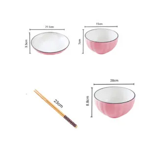 Buy SOGA Pink Japanese Style Ceramic Dinnerware Crockery Soup Bowl Plate Server Kitchen Home Decor Set of 10 Online - Kitchenware/Table Top/Dinnerware/Bowl - 2 - NZ Depot Free Shipping