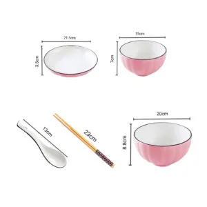 Buy SOGA Pink Japanese Style Ceramic Dinnerware Crockery Soup Bowl Plate Server Kitchen Home Decor Set of 10 Online - Kitchenware/Table Top/Dinnerware/Bowl - 2 - NZ Depot Free Shipping