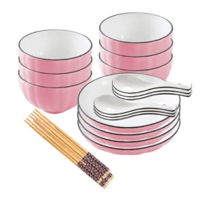 Buy SOGA Pink Japanese Style Ceramic Dinnerware Crockery Soup Bowl Plate Server Kitchen Home Decor Set of 10 Online - Kitchenware/Table Top/Dinnerware/Bowl - 1 - NZ Depot Free Shipping