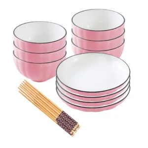 Buy SOGA Pink Japanese Style Ceramic Dinnerware Crockery Soup Bowl Plate Server Kitchen Home Decor Set of 10 Online - Kitchenware/Table Top/Dinnerware/Bowl - 1 - NZ Depot Free Shipping