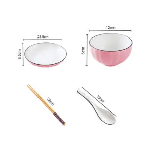 Buy SOGA Pink Japanese Style Ceramic Dinnerware Crockery Soup Bowl Plate Server Kitchen Home Decor Set of 4 Online - Kitchenware/Table Top/Dinnerware/Bowl - 2 - NZ Depot Free Shipping