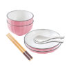 SOGA Pink Japanese Style Ceramic Dinnerware Crockery Soup Bowl Plate Server Kitchen Home Decor Set of 4, Kitchenware>Table Top>Dinnerware>Bowl, , , , , - NZ DEPOT 1
