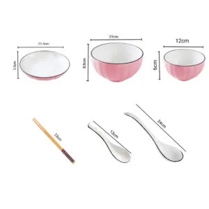 Buy SOGA Pink Japanese Style Ceramic Dinnerware Crockery Soup Bowl Plate Server Kitchen Home Decor Set of 5 Online - Kitchenware/Table Top/Dinnerware/Bowl - 2 - NZ Depot Free Shipping