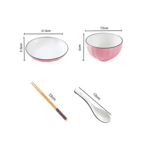 Buy SOGA Pink Japanese Style Ceramic Dinnerware Crockery Soup Bowl Plate Server Kitchen Home Decor Set of 8 Online - Kitchenware/Table Top/Dinnerware/Bowl - 2 - NZ Depot Free Shipping