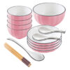 SOGA Pink Japanese Style Ceramic Dinnerware Crockery Soup Bowl Plate Server Kitchen Home Decor Set of 9, Kitchenware>Table Top>Dinnerware>Bowl, , , , ,  - NZ DEPOT 1