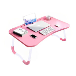 SOGA Pink Portable Bed Table Adjustable Folding Mini Desk Notebook Stand Card Slot Holder with Cup-Holder Home Decor, Desks & Computer Tables, , , , ,  - NZ DEPOT 1