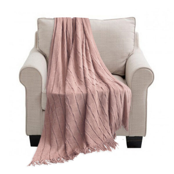SOGA Pink Textured Knitted Throw Blanket Warm Cozy Woven Cover Couch Bed Sofa Home Decor with Tassels, Home>Bed Linen>Throws And Blankets>Blankets, , , , ,  - NZ DEPOT 1