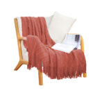 SOGA Red Diamond Pattern Knitted Throw Blanket Warm Cozy Woven Cover Couch Bed Sofa Home Decor with Tassels, Home>Bed Linen>Throws And Blankets>Blankets, , , , ,  - NZ DEPOT 1