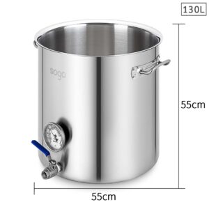 SOGA Stainless Steel 130L No Lid Brewery Pot With Beer Valve 55*55cm, Groceries & Liquor, Household, Home Brewing & Wine Making, Equipment, ,  - NZ DEPOT 2