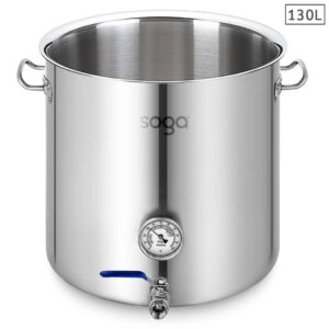 SOGA Stainless Steel 130L No Lid Brewery Pot With Beer Valve 55*55cm, Groceries & Liquor, Household, Home Brewing & Wine Making, Equipment, ,  - NZ DEPOT 1