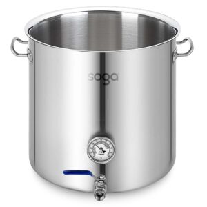 SOGA Stainless Steel 33L No Lid Brewery Pot With Beer Valve 35*35cm, Groceries & Liquor, Household, Home Brewing & Wine Making, Equipment, ,  - NZ DEPOT 1