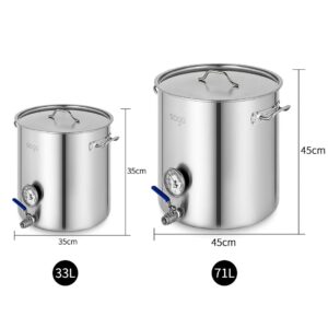 SOGA Stainless Steel Brewery Pot 33L 71L With Beer Valve 35CM 45CM, Groceries & Liquor, Household, Home Brewing & Wine Making, Equipment, ,  - NZ DEPOT 2