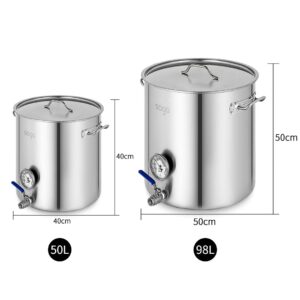 SOGA Stainless Steel Brewery Pot 50L 98L With Beer Valve 40CM 50CM, Groceries & Liquor, Household, Home Brewing & Wine Making, Equipment, ,  - NZ DEPOT 2