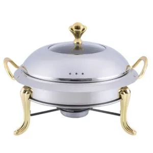 Buy SOGA Stainless Steel Gold Accents Round Buffet Chafing Dish Cater Food Warmer Chafer with Glass Top Lid Online - Business & Industrial/Food Service/Plate & Dish Warmers - 1 - NZ Depot Free Shipping
