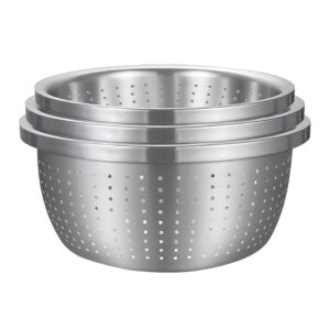 SOGA Stainless Steel Nesting Basin Colander Perforated Kitchen Sink Washing Bowl Metal Basket Strainer Set of 3, Home & Living, Kitchen & Dining, Bakeware, Mixing Bowls,  - NZ DEPOT 1