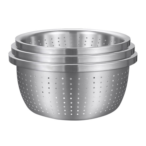 SOGA Stainless Steel Nesting Basin Colander Perforated Kitchen Sink Washing Bowl Metal Basket Strainer Set of 3, Home & Living, Kitchen & Dining, Bakeware, Mixing Bowls, ,  - NZ DEPOT 1