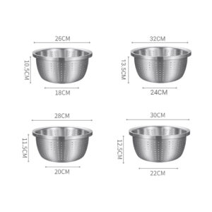 SOGA Stainless Steel Nesting Basin Colander Perforated Kitchen Sink Washing Bowl Metal Basket Strainer Set of 4, Home & Living, Kitchen & Dining, Bakeware, Mixing Bowls, ,  - NZ DEPOT 2