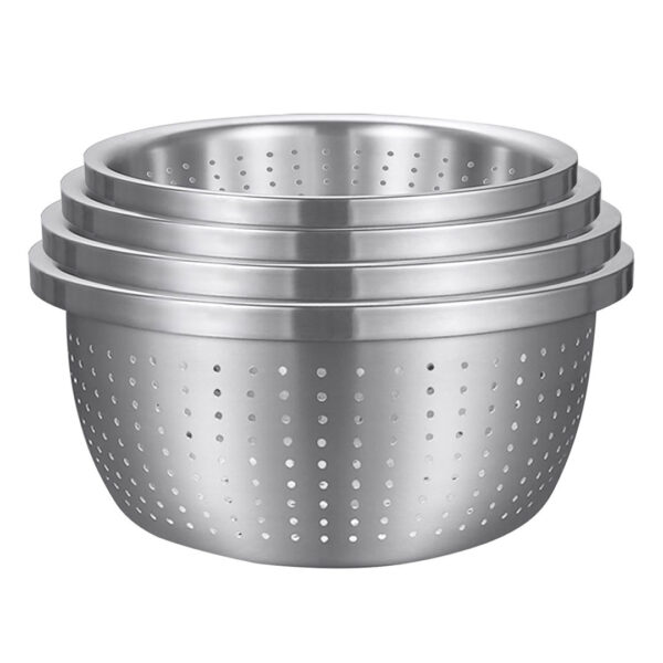 SOGA Stainless Steel Nesting Basin Colander Perforated Kitchen Sink Washing Bowl Metal Basket Strainer Set of 4, Home & Living, Kitchen & Dining, Bakeware, Mixing Bowls, ,  - NZ DEPOT 1