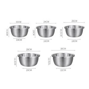 Buy SOGA Stainless Steel Nesting Basin Colander Perforated Kitchen Sink Washing Bowl Metal Basket Strainer Set of 5 Online - Home & Living/Kitchen & Dining/Bakeware/Mixing Bowls - 2 - NZ Depot Free Shipping