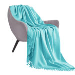 SOGA Teal Acrylic Knitted Throw Blanket Solid Fringed Warm Cozy Woven Cover Couch Bed Sofa Home Decor, Home>Bed Linen>Throws And Blankets>Blankets, , , , ,  - NZ DEPOT 1