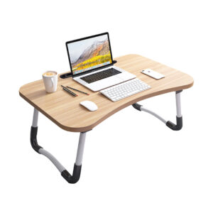 SOGA Walnut Portable Bed Table Adjustable Foldable Bed Sofa Study Table Laptop Mini Desk with Notebook Stand Card Slot Holder Home Decor, Desks & Computer Tables, , , , ,  - NZ DEPOT 1