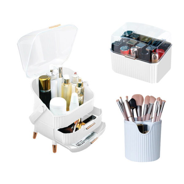 Soga White Cosmetic Jewelry Storage Organiser Set Makeup Brush Lipstick Skincare Holder Jewelry Storage Box With Handle, Home, Bathroom, Bathroom Accessories, Bathroom Storage, ,  - Nz Depot 1