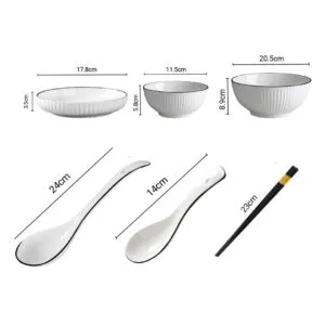 Buy SOGA White Japanese Style Ceramic Dinnerware Crockery Soup Bowl Plate Server Kitchen Home Decor Set of 5 Online - Kitchenware/Table Top/Dinnerware/Bowl - 2 - NZ Depot Free Shipping