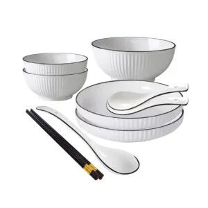 Buy SOGA White Japanese Style Ceramic Dinnerware Crockery Soup Bowl Plate Server Kitchen Home Decor Set of 5 Online - Kitchenware/Table Top/Dinnerware/Bowl - 1 - NZ Depot Free Shipping