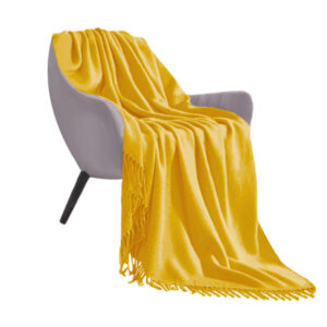 SOGA Yellow Acrylic Knitted Throw Blanket Solid Fringed Warm Cozy Woven Cover Couch Bed Sofa Home Decor, Home, Bed Linen, Throws And Blankets, Blankets, ,  - NZ DEPOT 1