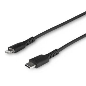 StarTech RUSBCLTMM1MB 3 foot (1m) Durable Black USB-C to Lightning Cable - Heavy Duty Rugged Aramid Fiber USB Type C to Lightning Charger/Sync Power Cord - Apple MFi Certified iPad/iPhone 12 - NZ DEPOT