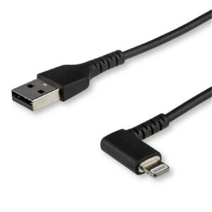 StarTech 3ft 1m Durable USB A to Lightning Cable Black 90° Right Angled Heavy Duty Rugged Aramid Fiber USB Type A to Lightning ChargingSync Cord Apple MFi Certified iPhone NZDEPOT - NZ DEPOT