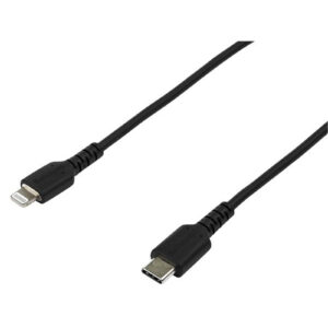 StarTech RUSBCLTMM2MB 6 foot (2m) Durable Black USB-C to Lightning Cable - Heavy Duty Rugged Aramid Fiber USB Type A to Lightning Charger/Sync Power Cord - Apple MFi Certified iPad/iPhone 12 - NZ DEPOT