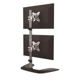 StarTech ARMDUOVS Vertical Dual Monitor Stand Ergonomic Desktop Stacked Two Monitor Stand up to 27 inch VESA Mount Displays Free Standing Universal Monitor Mount Height Adjustable Silver NZDEPOT 1