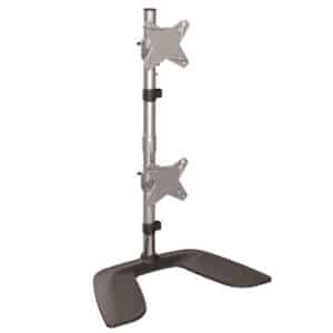 StarTech ARMDUOVS Vertical Dual Monitor Stand - Ergonomic Desktop Stacked Two Monitor Stand up to 27 inch VESA Mount Displays - Free Standing Universal Monitor Mount - Height Adjustable - Silver - NZ DEPOT