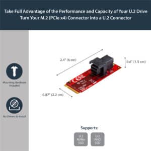 StarTech U.2 to M.2 Adapter for 1 x U.2 PCIe NVMe SSD M.2 PCIe x4 Host Interface U.2 SSD M.2 PCIe Adapter U.2 Drive M2E4SFF8643 NZDEPOT 1