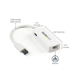 StarTech USB 3.0 to Gigabit Ethernet Adapter NIC w USB Port White NZDEPOT 1