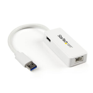 StarTech USB31000SPTW USB 3.0 to Gigabit Ethernet Adapter NIC w/ USB Port - White - NZ DEPOT